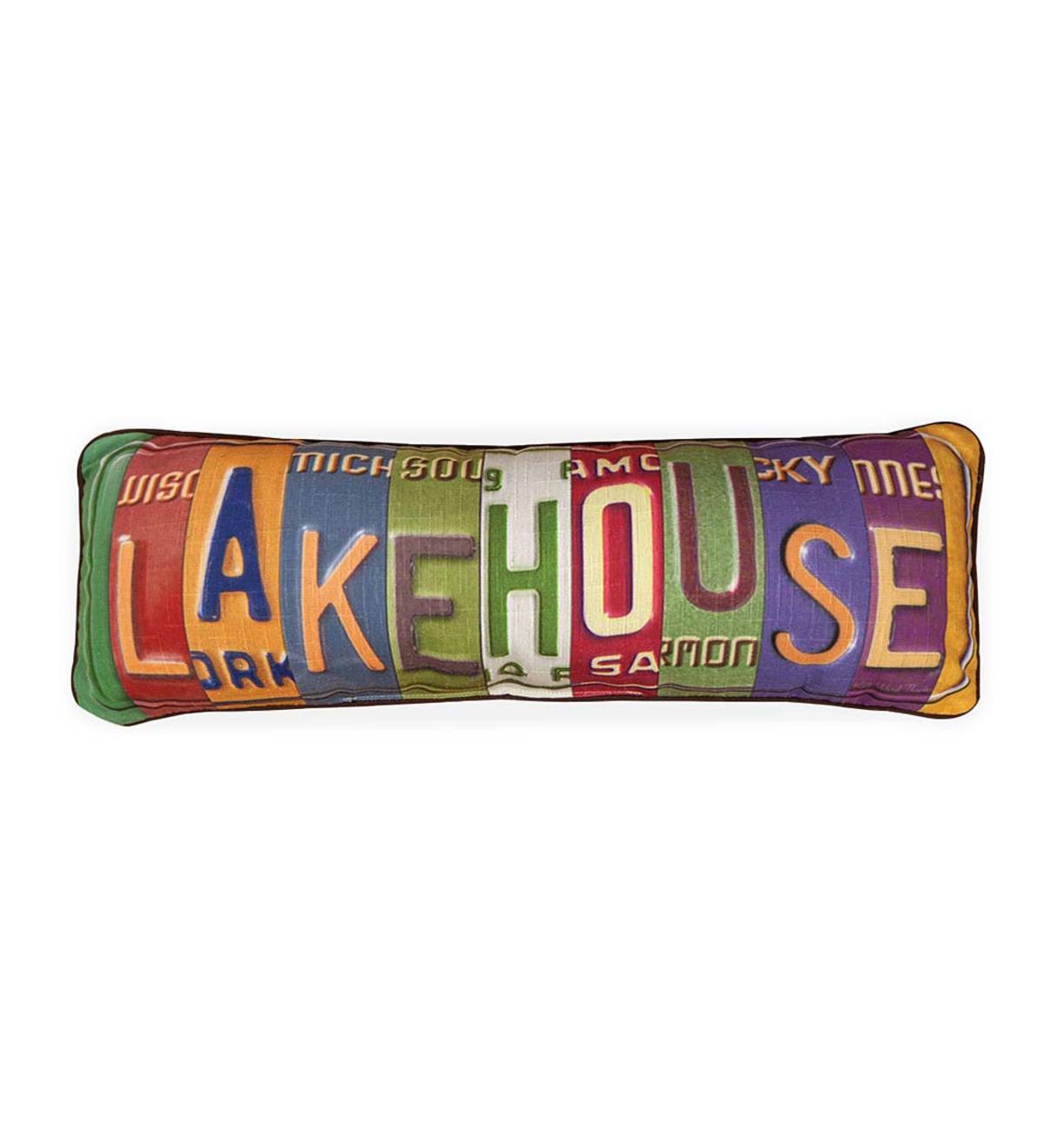 License-Plate Themed Lake House Throw Pillow