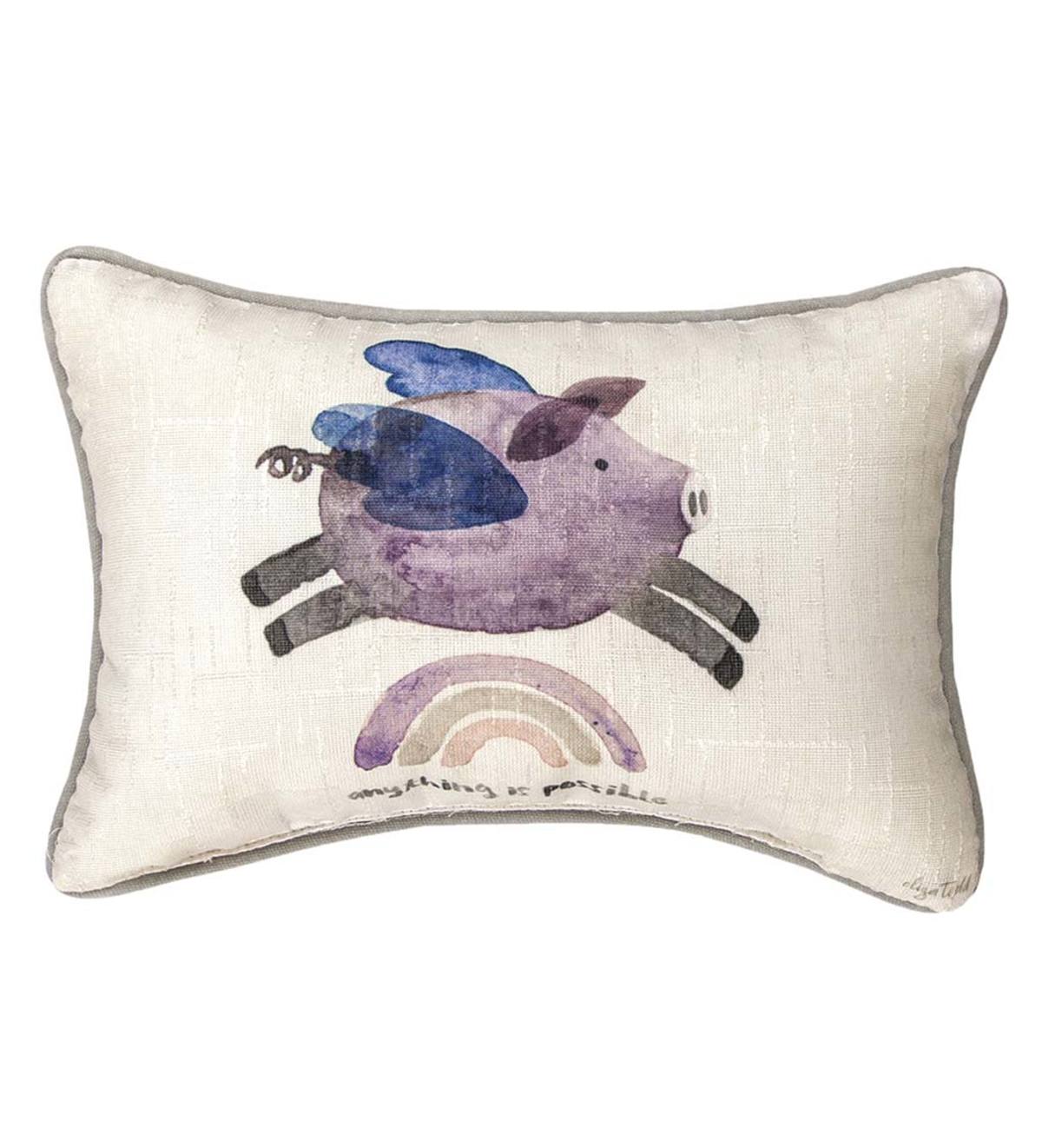 Anything is Possible Flying Pig Cotton Pillow