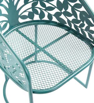 Powder-Coated Metal Tree of Life Table and Chair Set