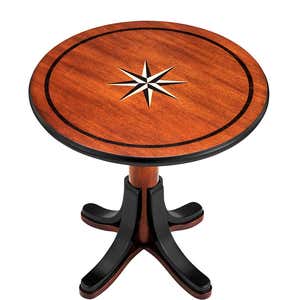 Mariner's Star Round Wood Side Table