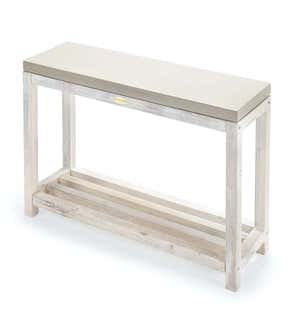 Indoor/Outdoor Cement Console Table with Hardwood Stand
