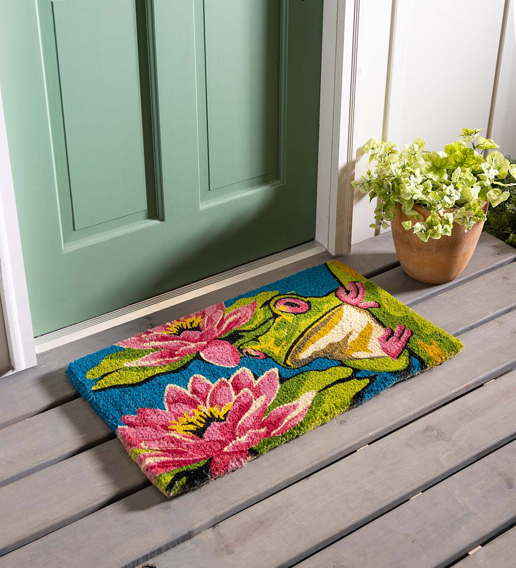 Frog and Lily Pads Coir Plush Doormat