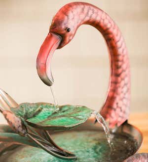 Metal Flamingo Tabletop Water Fountain