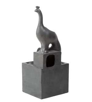Lighted Cement Contemporary Peacock Sculpture Fountain