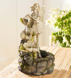 Indoor Fairy and Flowers Fountain With Glowing LED Light