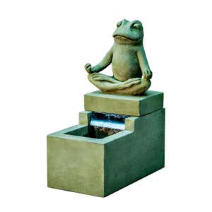 Zen Yoga Frog Cast Stone Tabletop Fountain