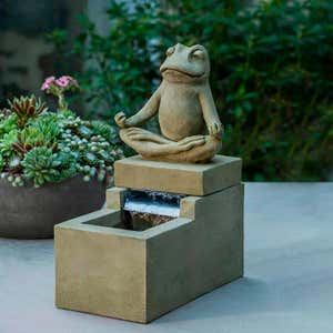 Zen Yoga Frog Cast Stone Tabletop Fountain