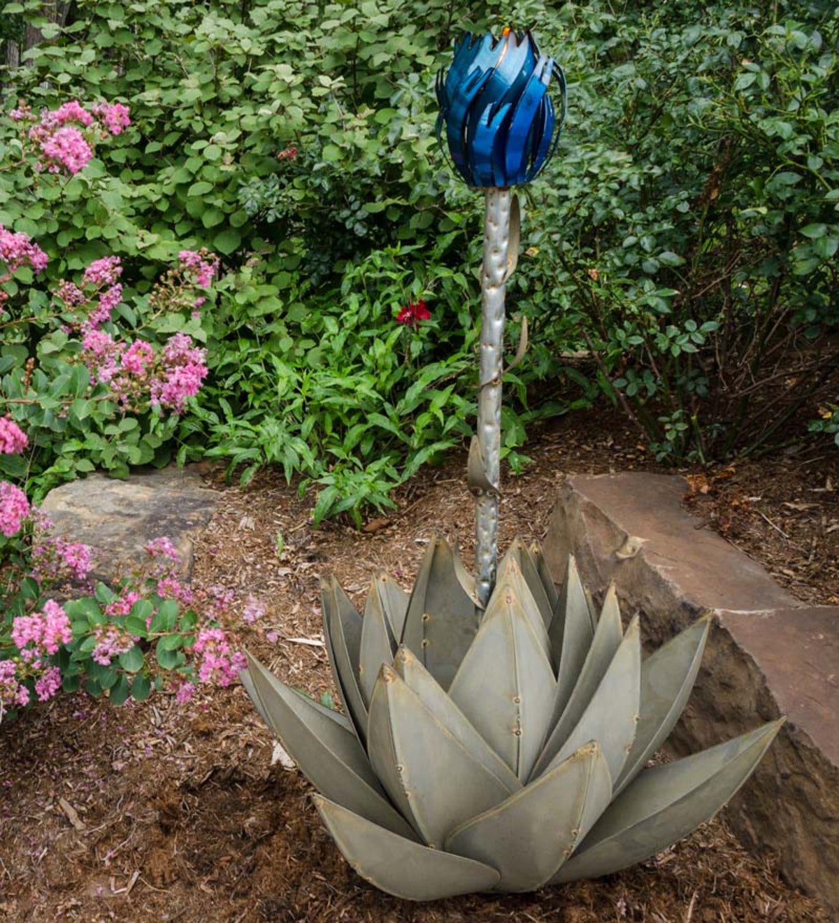 Small Blue Agave Plant Outdoor Torch