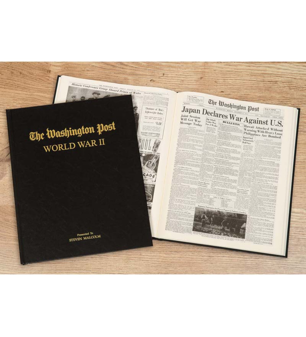 Personalized Washington Post WWII Headlines Newspaper Book - Black