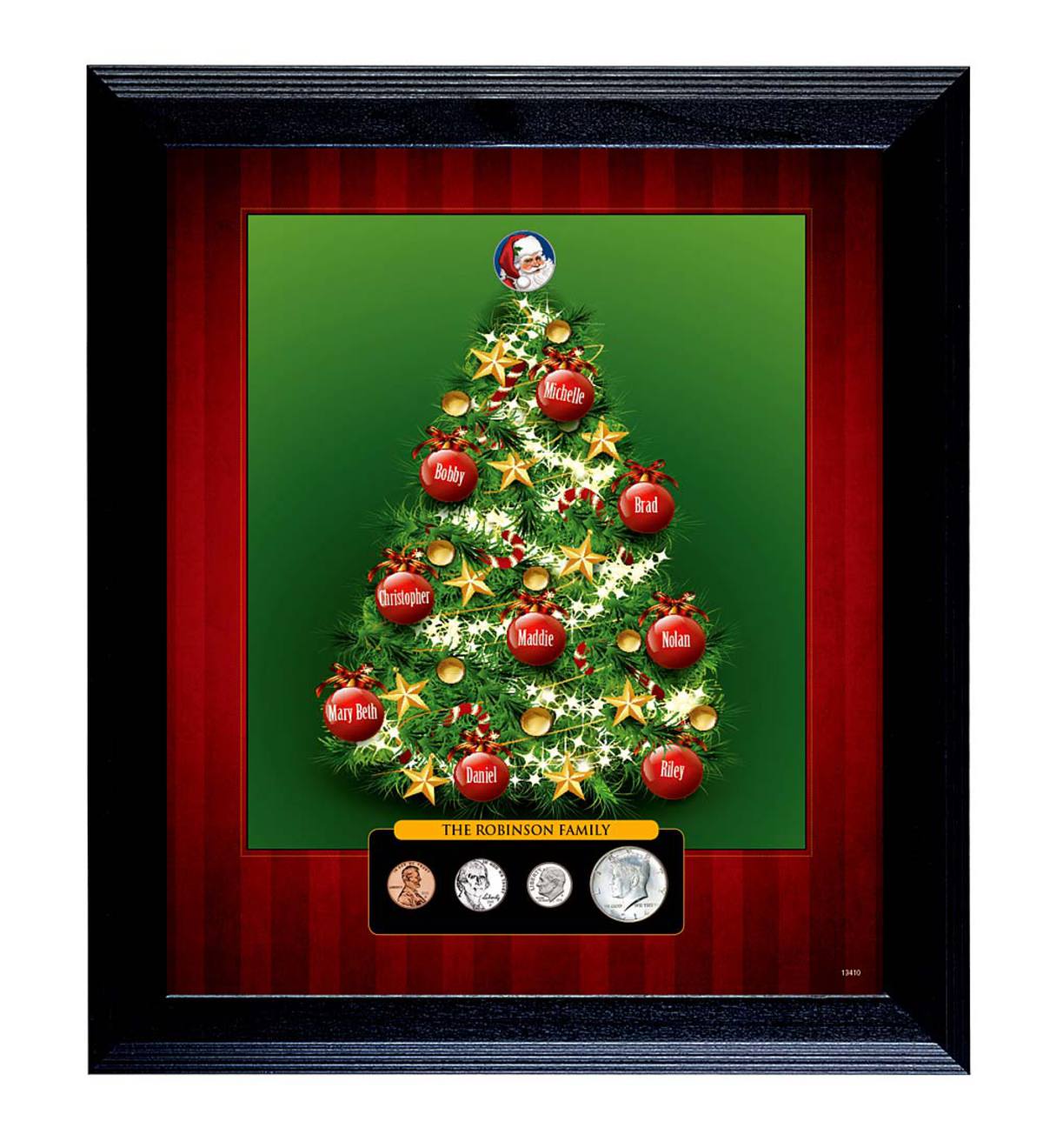 Personalized Family Christmas Tree Wall Hanging with Frame