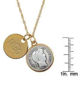 Personalized Pendant Necklace with Silver Dime