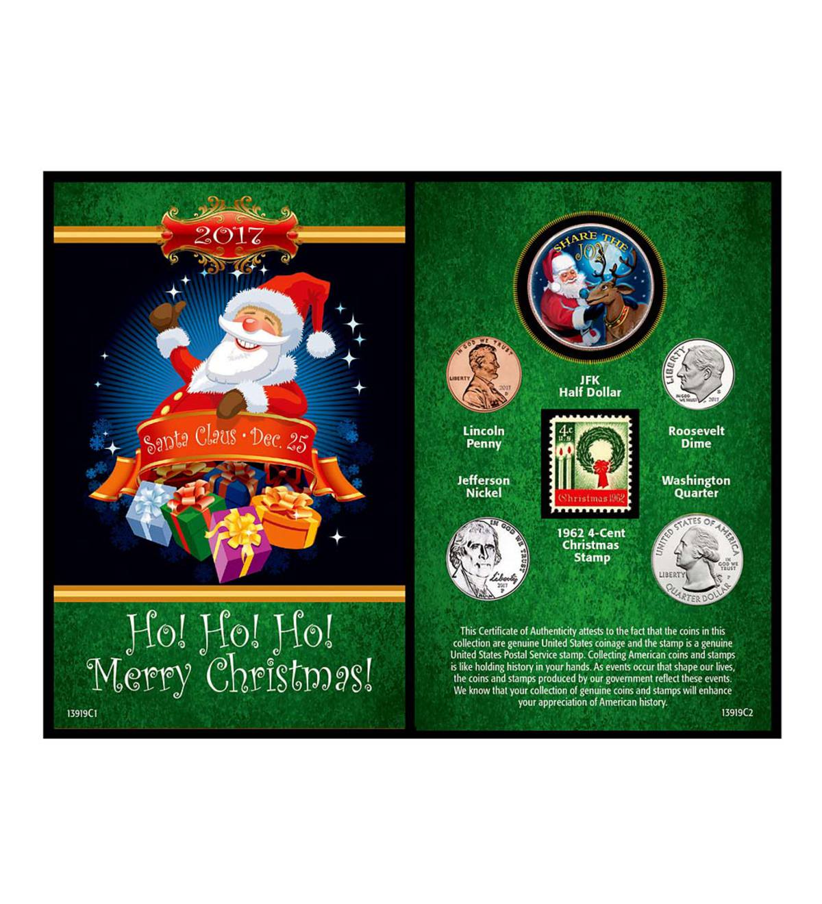 Santa Greeting Card Coin and Stamp Set