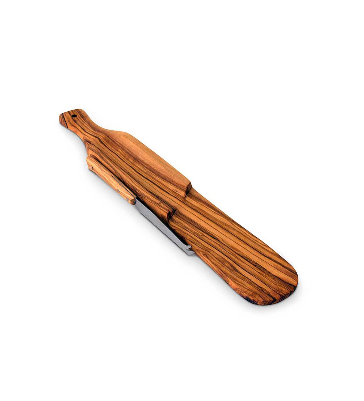 Olive Wood Salami Cutter with Knife