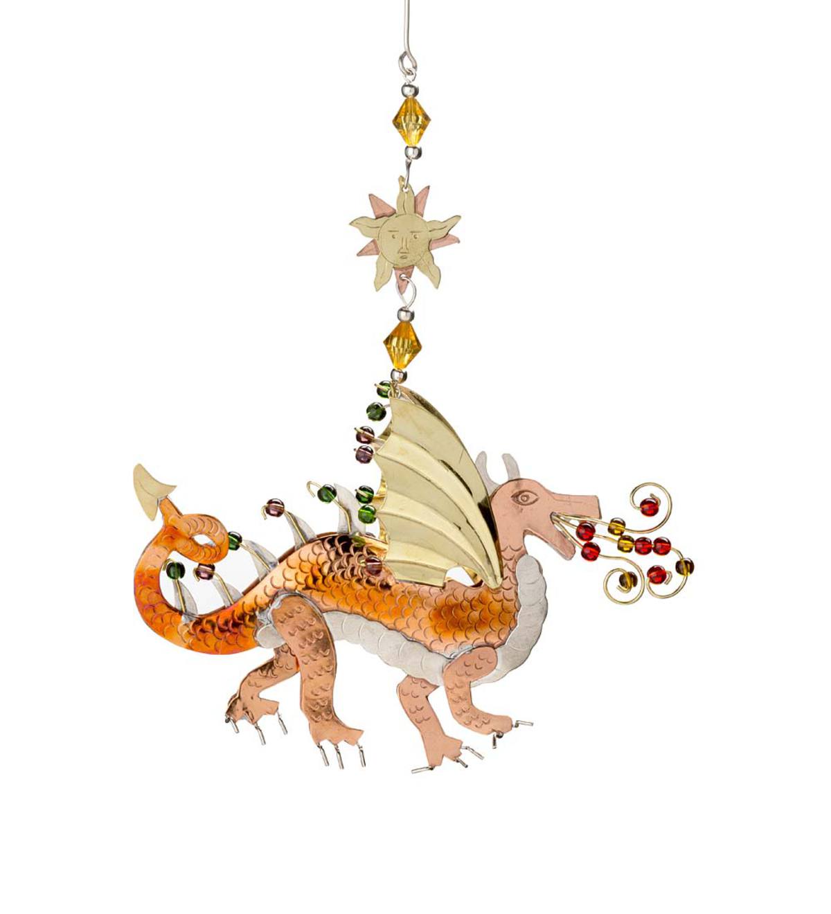 Tri-Metal Jeweled Dragon Ornament