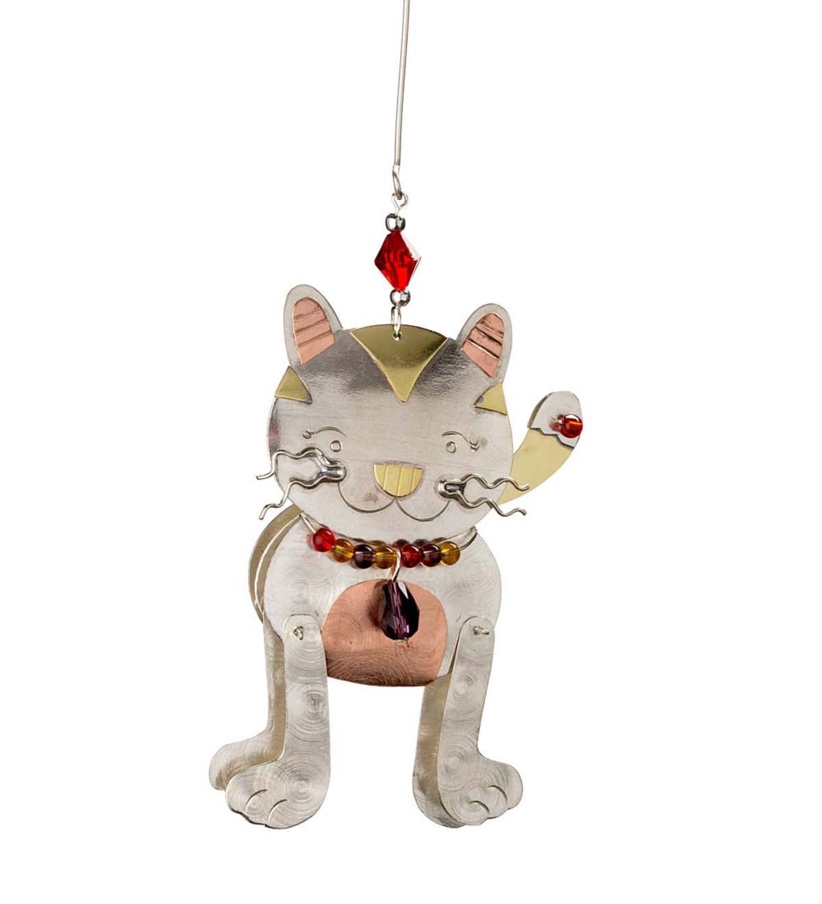 Doodle Cat Tri-Metal and Beads Ornament