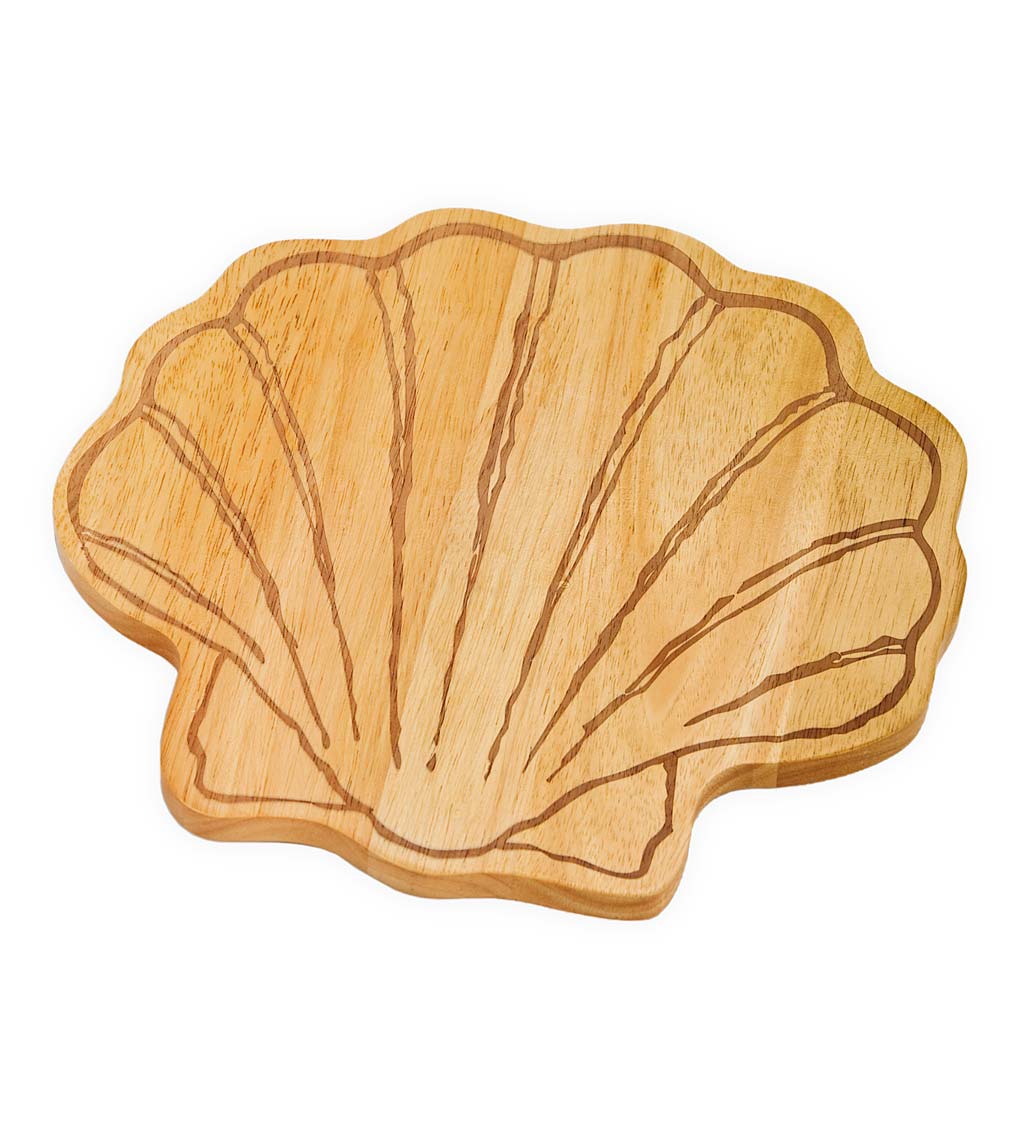 Hand-Carved Wooden Seashell Serving Board