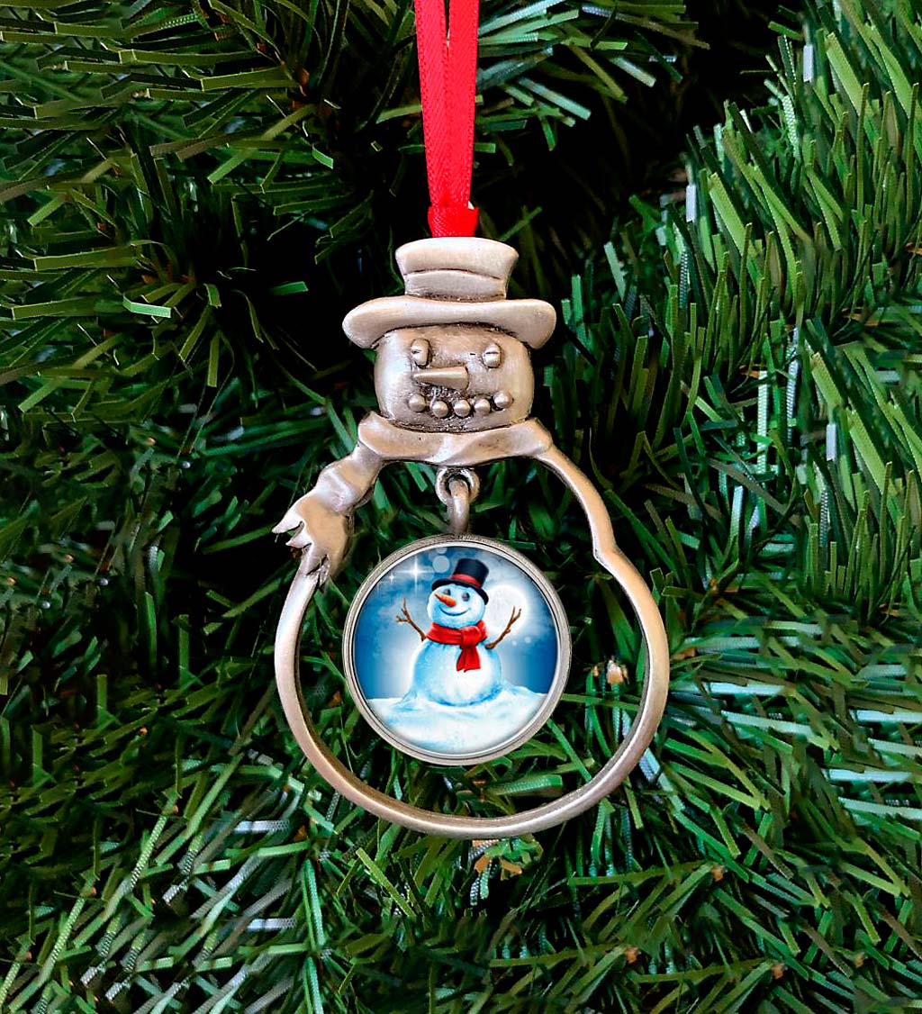 Snowman with Colorized Quarter Holiday Ornament