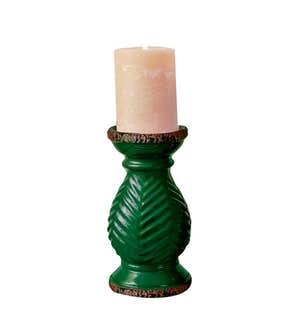 Forest Green Pillar Candle Holders, Sets of 2