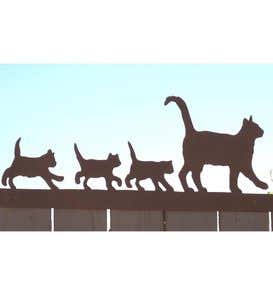 Cat Family Metal Sculpture Fence Topper