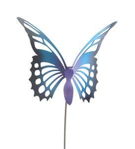 Butterfly Painted Heavy-Gauge Steel Garden Stake - Periwinkle