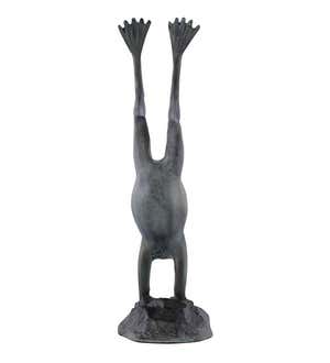 Recycled Aluminum Handstand Frog Statue