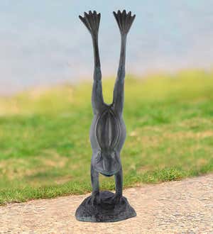 Recycled Aluminum Handstand Frog Statue