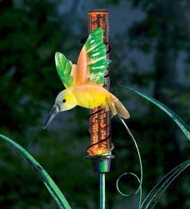Solar Color-Changing Metal Garden Stake - Hummingbird