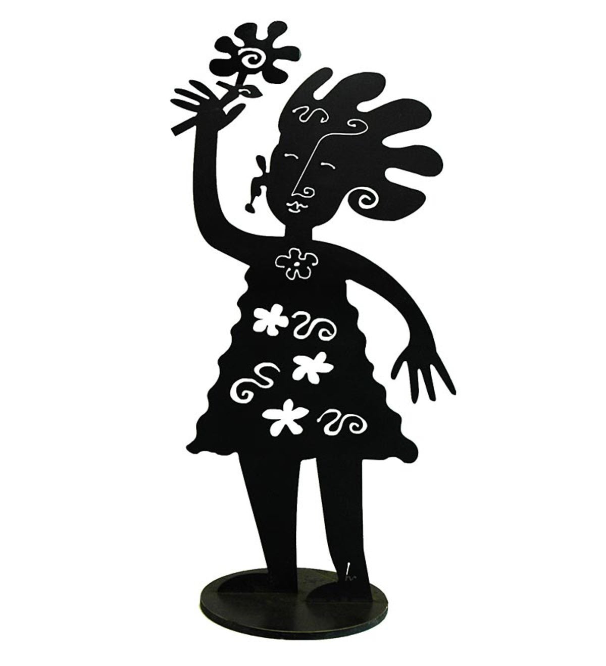 Handcrafted Flower Child Metal Yard Sculpture By Garden Deva