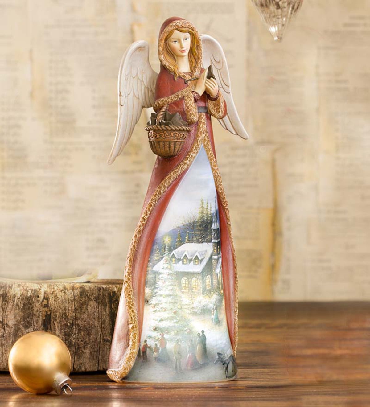 Glowing Holiday Tabletop Statue-Angel, Santa, Snowman - Angel