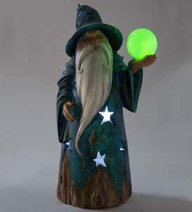 Wizard Statue with Solar Globe