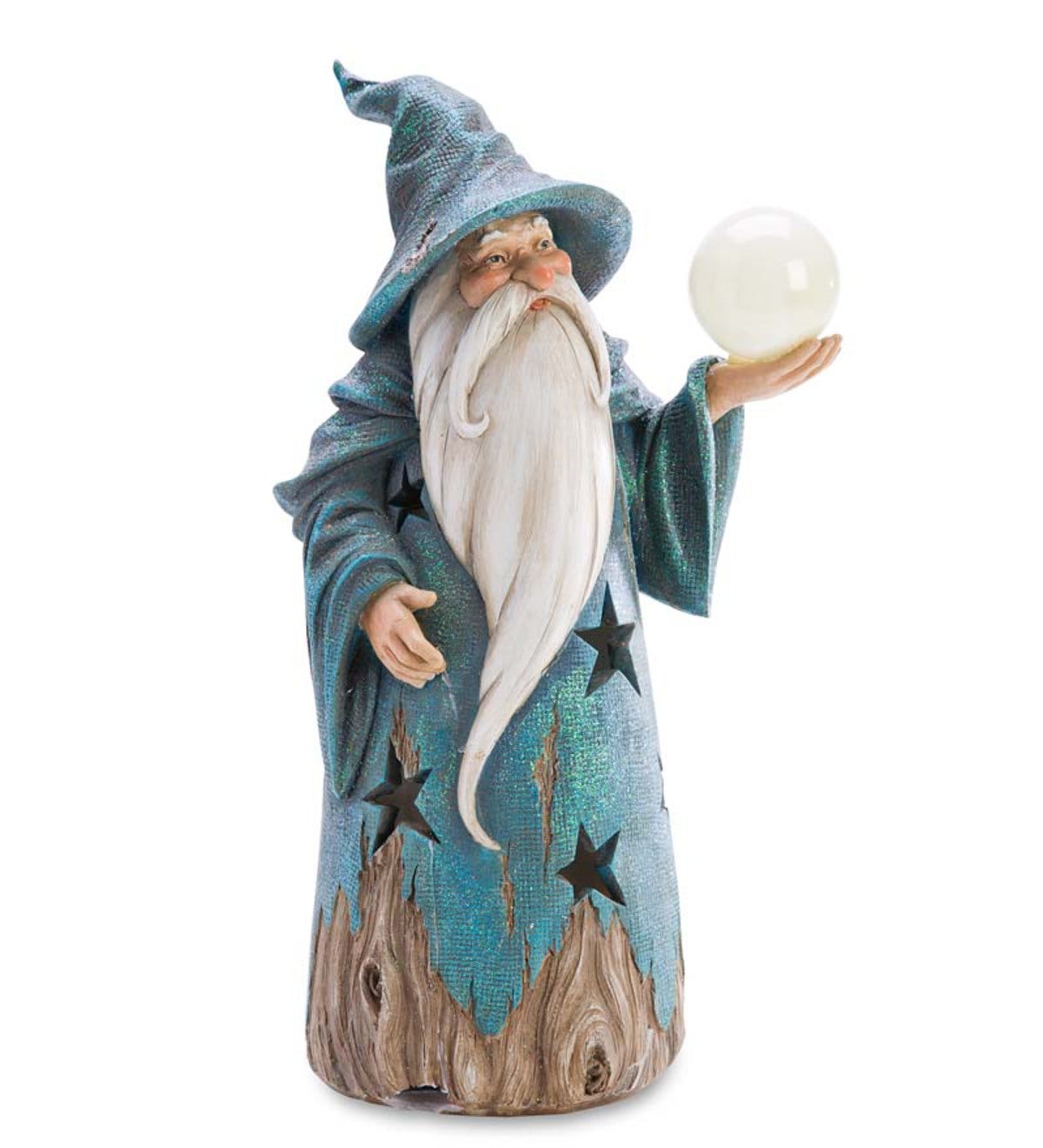 Wizard Statue with Solar Globe