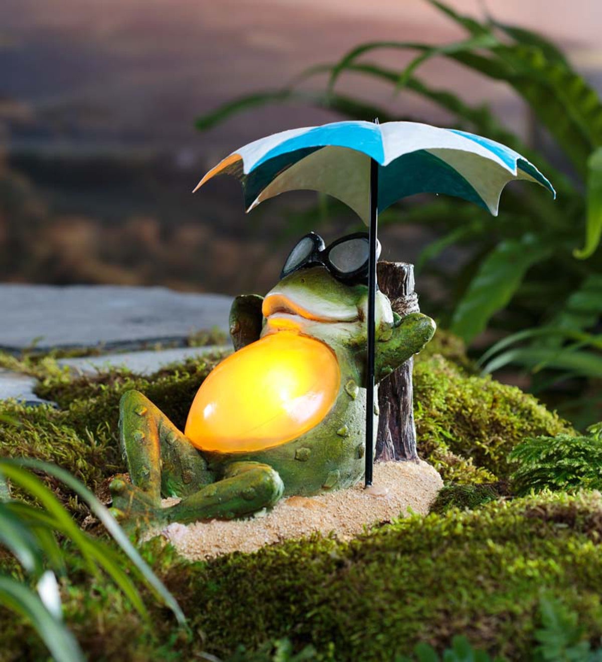 Solar Sunbathing Frog Garden Accent