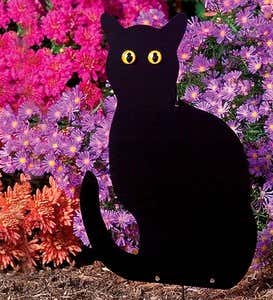 Handcrafted Metal Standing Black Cat Garden Accent