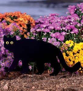 Handcrafted Metal Black Cat Garden Accent