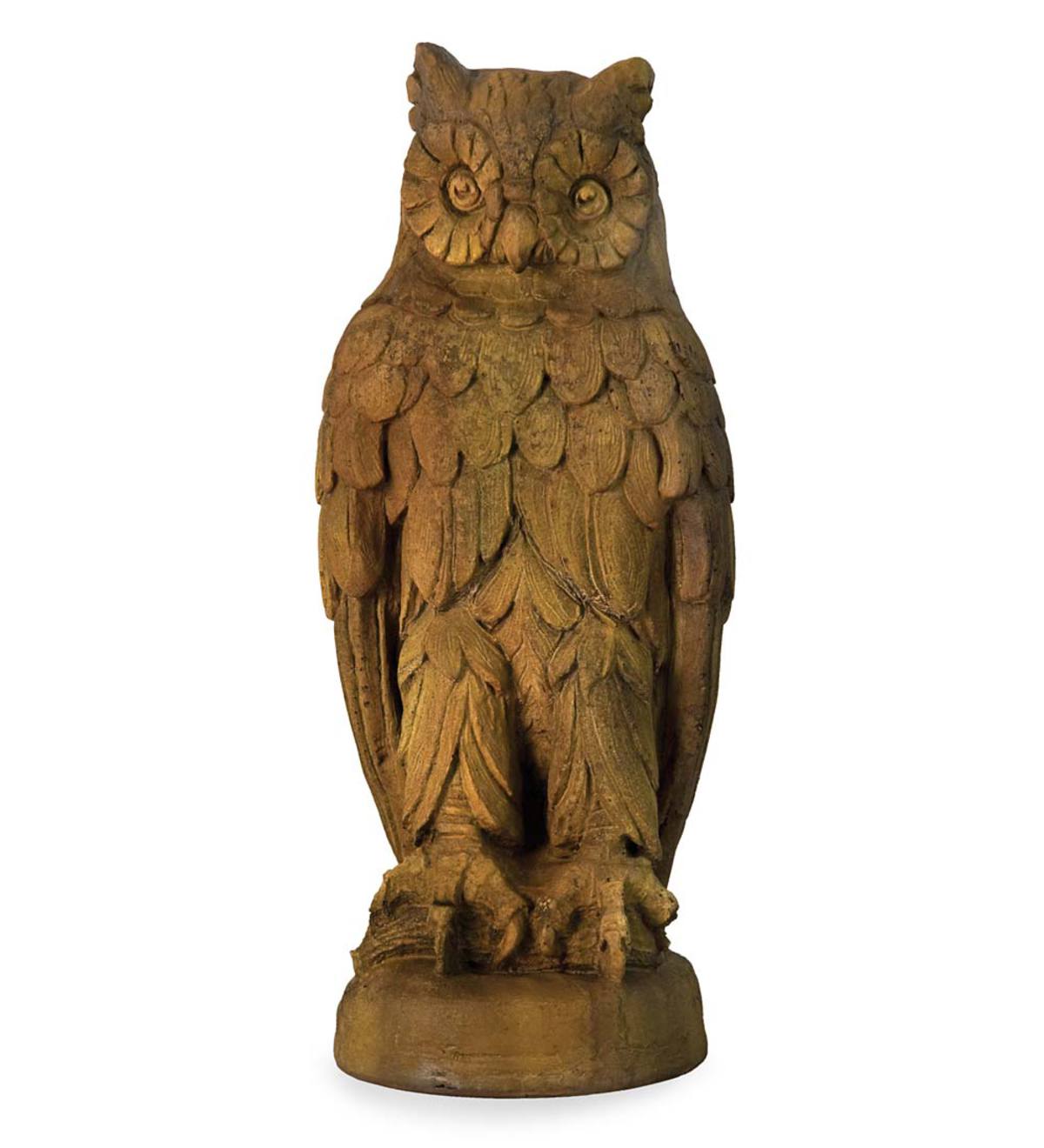 Perched Owl Garden Statue