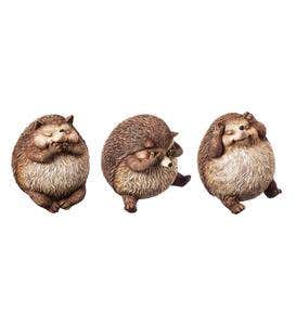 See No Evil, Hear No Evil, Speak No Evil Hedgehog Statues, Set of 3