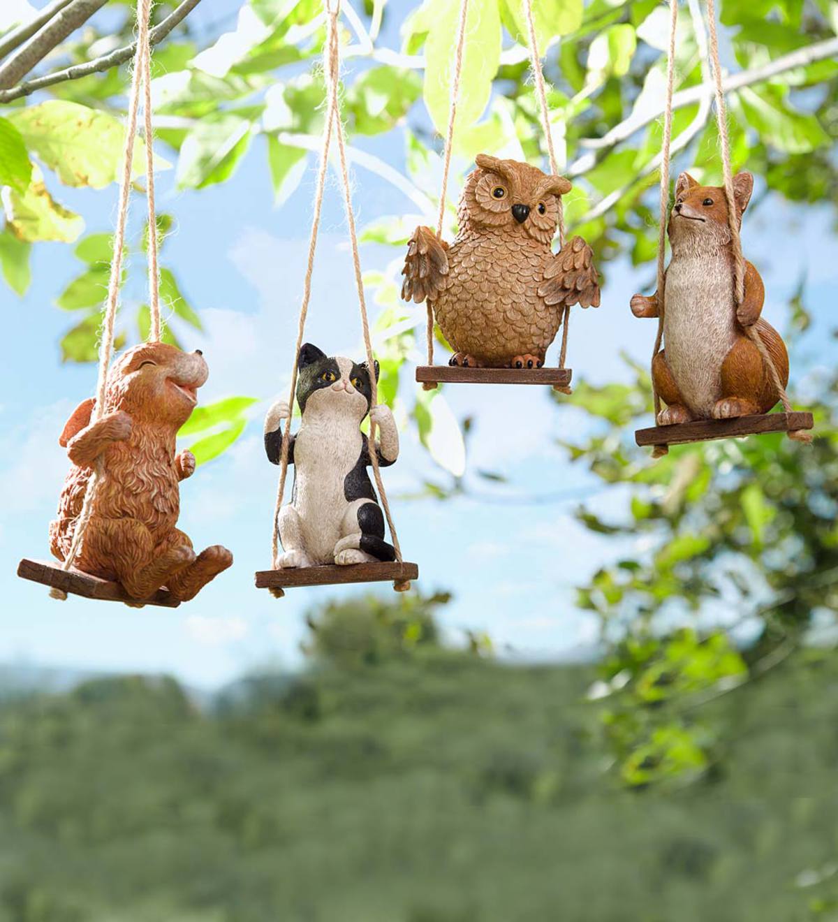 SALE! Baby Animals on Swings Garden Accents, Set of 4