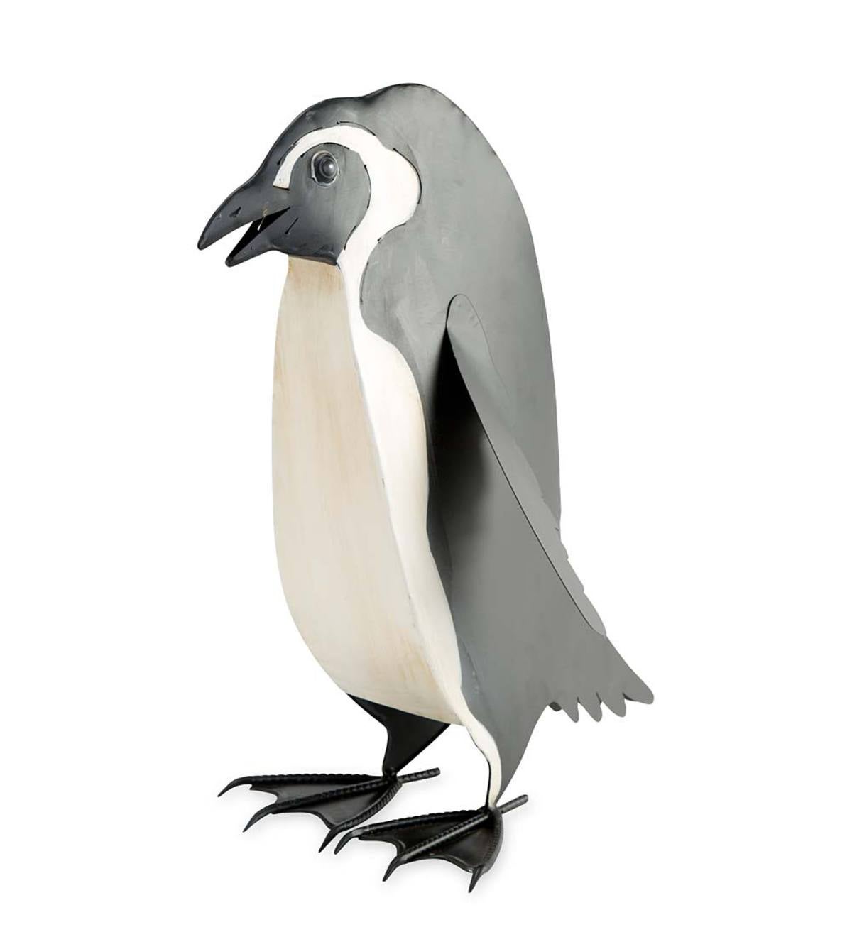 Metal Penguin Sculpture - Head Down