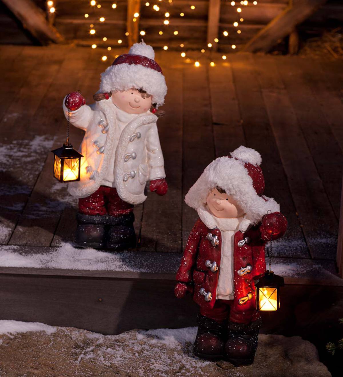 Children with Lanterns Figurines, Set of 2