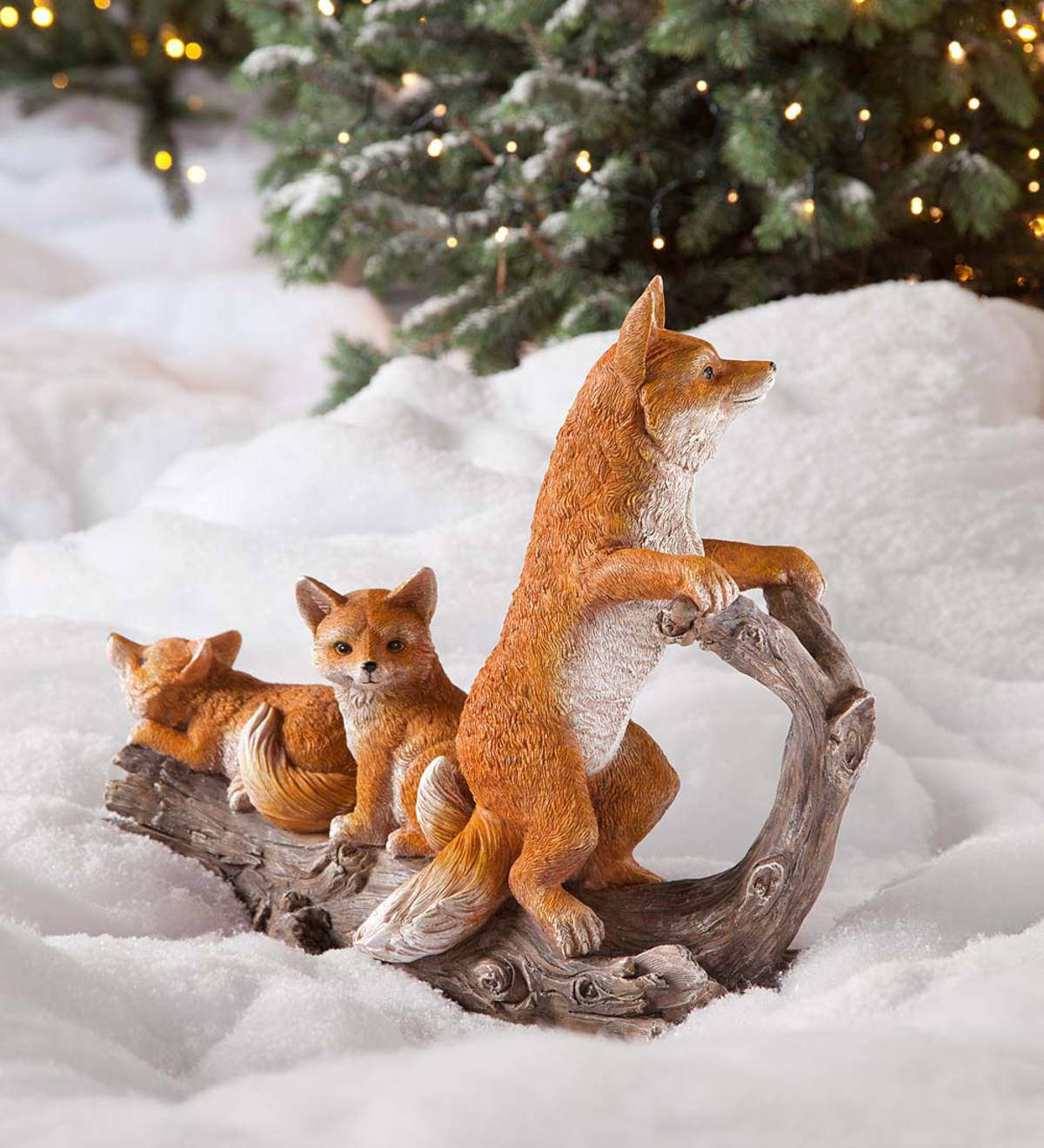 Sledding Foxes Sculpture