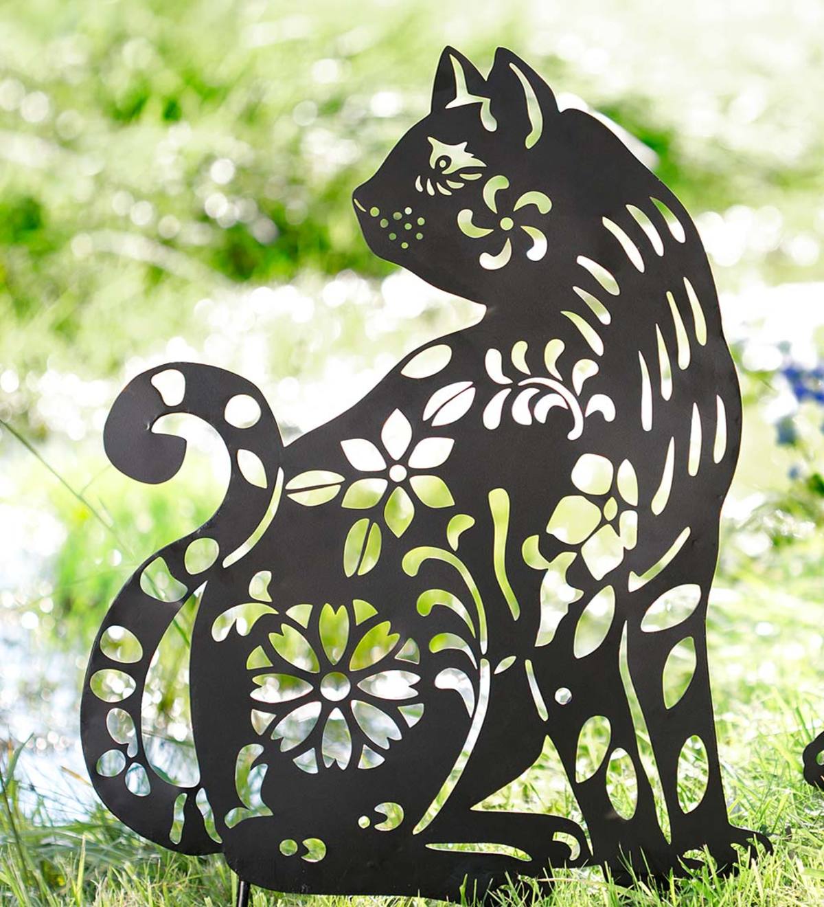 Metal Animal Silhouette Garden Stake - Cat
