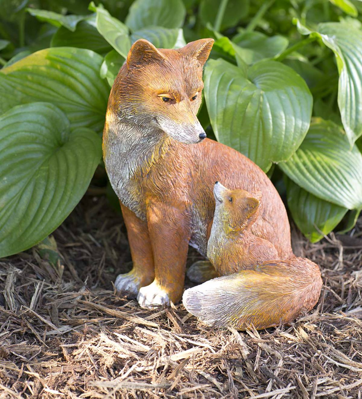 Fox and Baby Garden Sculpture