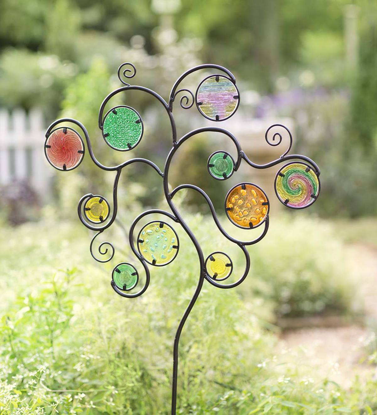 Colorful Glass Circle Metal Garden Stake
