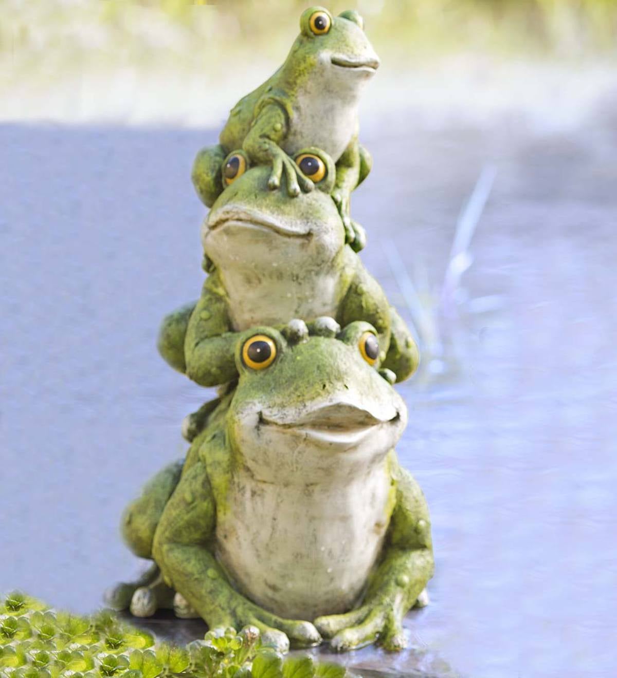 Tower of Frogs Yard Sculpture