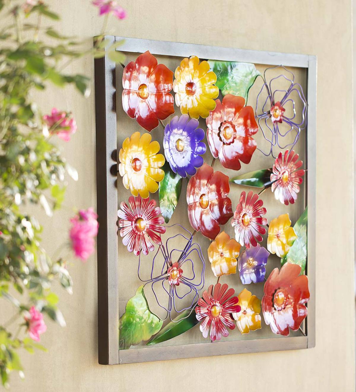 Metal Framed Floral Wall Art