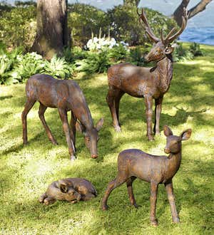 Lifelike Fiberglass Buck and Doe Garden Statuary Set
