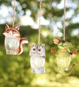 Glass Jar Critter Ornaments - Cat