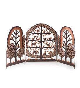 Tree and Animals 3-Panel Metal Screen