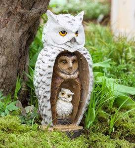 Stacked Owl Family Sculpture