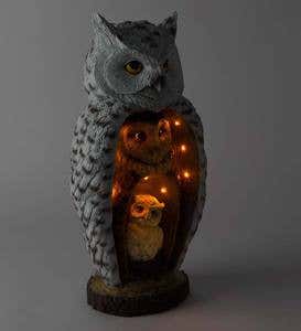 Stacked Owl Family Sculpture
